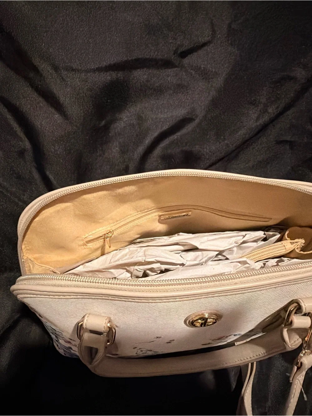 Giani Bernini Cream Dome Satchel with Pastel Floral Print